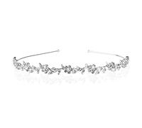 LEEQBCR 1 x Crystal Wedding Headband Rhinestone Bridal Headpiece Wedding Crystal Bridal Flowers Headband Leaves Tiara Crown Headband, silver, One size