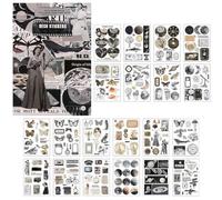 LEEQBCR 20 Sheets/117 Pieces Scrapbook Stickers Complete Kit: Vintage Themed Stickers, Waterproof, Unisex Adults, Not Foldable
