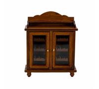 LeeQinersw 1:12 Scale Wooden Dollhouse Cabinet Miniature Storage Cabinet Vintage Dollhouse Miniature Bookcase for Diorama Makers, Walnut