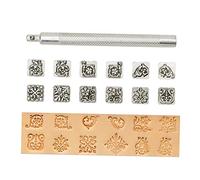 LeeQinersw 12pcs Leather Craft Working Saddle Making DIY Tools Carving Metal Stamps Set, Grass