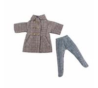 LeeQinersw 2 Pieces Plaid Windbreaker Doll Trench Coat Leggings Costume Bundle With Classic Button Design Soft Cloth Textile Material suitable for 1/12 Scale scenes shelf display, Pink