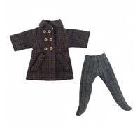 LeeQinersw 2 Pieces Plaid Windbreaker Doll Trench Coat Leggings Costume Bundle With Classic Button Design Soft Cloth Textile Material suitable for 1/12 Scale scenes shelf display, Coffee