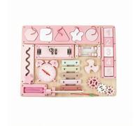 LeeQinersw 2 Pieces Portable Wooden Busy Board, Pink | Interactive, Developmental Busy Board, Sensory, for Home, Travel