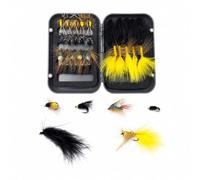 LeeQinersw 30 Pieces Artificial Fly Sport Fishing Decoy Hooks Realistic Barbed Angling Hooks with Storage Box Deceptive