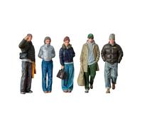 LeeQinersw 5 Pieces 1/64 Scale Figures, Painted Miniature Figures, Men And Women Taking A Winter Walk, for Architectural Landscape Decorations