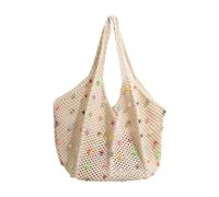 LeeQinersw Beach Tote Bag for Travel and Work with Woven Design, White