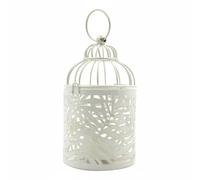 LeeQinersw Birdcage Candlestick Candle Holder Lantern Centerpiece Decor With Hollowed Metal Leaf Shell Iron Housing Loop For Hanging Or Carrying suitable for, White Gold