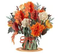LeeQinersw Bouquet 3D Floral Card Greeting Card With Pull Out Note Card Display Ready Cardboard Keepsake With Envelope suitable for desk display shelf styling mantel decoration, E