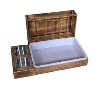 LeeQinersw Bunny Hay Manger Wooden Rabbit Hay Feeder with Litter Box Bowls Pet Supplies