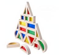 LeeQinersw Children Acrylic Blocks Wooden Rainbow Blocks Educational Building Toy Set With Stacking And Sorting Functions For Skill Growth Suitable for preschool learning creative play home decoration