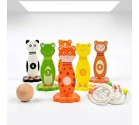 LeeQinersw Children Bowling Game Wooden Bowling Set Toss Toy Learning Kit Educational Playset With Child Safe Materials suitable for family games party activities gift giving