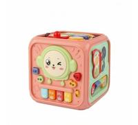 LeeQinersw Children Educational Cube Activity Cube Busy Cube Learning Toy Sensory Toy With Keyboard Keys Visual Cues And Elements suitable for home activities travel, Pink, Standard