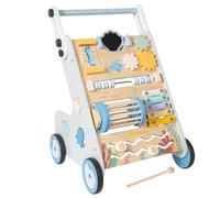 LeeQinersw Children Wooden Push Toy with Activity Center Bead Track Rotating Gears Abacus Roller Sea-Themed Graphics Smooth Stable Wide Base Suitable for Learning to Walk playroom use Home Play