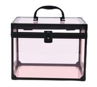 LeeQinersw Clear Acrylic Makeup Storage Box for Toiletries And Cosmetics, Black Clear Pink