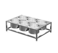 LeeQinersw Condiment Rack with 6 Cups Two-Tier Stainless steel Seasoning Holder Heavy-Duty Sauce Organizer for Buffet, Kitchen Prep, 2 Row Without Lid