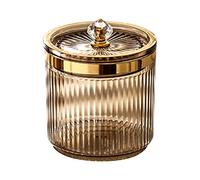 LeeQinersw Cosmetic Organizer Makeup Tool Storage Canister Makeup Swab Ball Holder Jar for Dresser, Brown