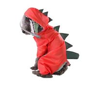 LeeQinersw Dry-Canine Raincoat with Leash Hole Breathable Mesh Lining, Dinosaur Dog Raincoat with leash loop, Easy to Wear, Full-Body Pet Slicker Clear Brim, Dogs, Red, 2XL