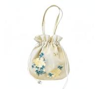 LeeQinersw Embroidery Handbag Crossbody Shoulder Bag With Su Embroidery And Gauze Drawstring Design Shiny With Tassel Suitable for, Org Emb Yellow Peony