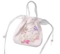 LeeQinersw Embroidery Handbag Crossbody Shoulder Bag With Su Embroidery And Gauze Drawstring Design Shiny With Tassel Suitable for, Org Emb Pink B-fly