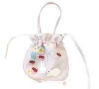 LeeQinersw Embroidery Handbag Crossbody Shoulder Bag With Su Embroidery And Gauze Drawstring Design Shiny With Tassel Suitable for, Org Emb Pink Rabbit