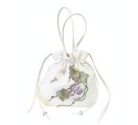 LeeQinersw Embroidery Handbag Crossbody Shoulder Bag With Su Embroidery And Gauze Drawstring Design Shiny With Tassel Suitable for, Org Emb Wht-prp