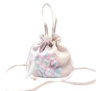 LeeQinersw Embroidery Handbag Crossbody Shoulder Bag With Su Embroidery And Gauze Drawstring Design Shiny With Tassel Suitable for, Org Emb Pink Flower