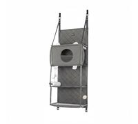 LeeQinersw Foldable Over the Door Cat Enclosure Multi Tier Climber Hanging Cat Activity Center with Mesh Resting Area Portable and Easy Setup Suitable for Apartment Home Use, Light Gray L