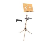 LeeQinersw Folding Wooden Stand for Sheet Music, Height Adjustable for Musicians on The Go, with tray phone clip