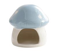 LeeQinersw Hamster House Ceramic Mushroom Cartoon Shaped Habitat Cute Small Pet Bed Decorative Food Bowl Suitable for Small Decoration Gift, Blue