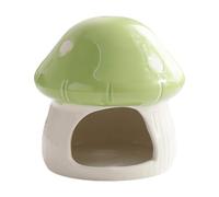 LeeQinersw Hamster House Ceramic Mushroom Cartoon Shaped Habitat Cute Small Pet Bed Decorative Food Bowl Suitable for Small Decoration Gift, Green