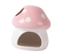 LeeQinersw Hamster House Ceramic Mushroom Shaped Cartoon Habitat Hiding Place Decorative Bowl Suitable for Gift Giving Home Decoration Small Animal, Pink