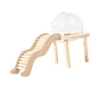 LeeQinersw Hamster House with Glass And Wood Base, Sand Bath for Small Pets, S