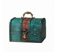 LeeQinersw Hand-Stained Wooden Box | Vintage-traditional Keepsake Design, Jewelry Chest with Metal Handle, Portable, for Dresser, Vanity, Desk, Green