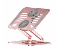 LeeQinersw Laptop Cooling Stand with Double Arm Metal Structure Ventilated Slotted Panel Rotating Foldable Base Suitable for Office Desk Home Dormitory, Pink, Pink