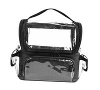 LeeQinersw Makeup Professional Clear Portable with Divider with Handle Cosmetic Bag, Black