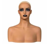 LeeQinersw Makeup-Ready Bald Mannequin Head | Realistic, Mannequin Head with Shoulders, Tono Piel, Busto Maniquí Con Hombros, for Salon Counters, Boutique Showcases