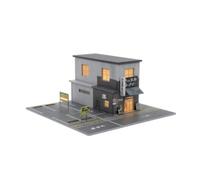 LeeQinersw Miniature Building Display Diorama Model Architecture Structure Scene Model With Textured Roof Panels And Printed Facades Suitable for tabletop, Ramen Shop Scene Model