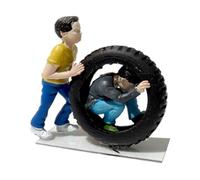 LeeQinersw Miniature Figure in 1:64 Scale, Hand-painted Child Figure Model for Micro Landscape Photography Projects, Two boys with tire