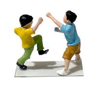 LeeQinersw Miniature Figure in 1:64 Scale, Hand-painted Child Figure Model for Micro Landscape Photography Projects, Two boys playing