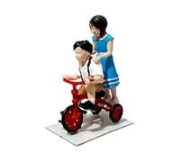 LeeQinersw Miniature Figure in 1:64 Scale, Hand-painted Child Figure Model for Micro Landscape Photography Projects, Boy girl riding