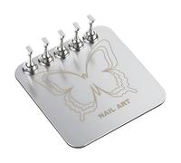 LeeQinersw Nail Display Stand Nail Tips Holder Supplies for Press on Nails Art Tool Showing Shelf, Silver Butterfly