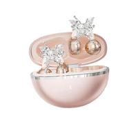 LeeQinersw Open Ear Headphones with Detachable Bowknot Earring Sport Ear Buds Fitness Headphones Clip on Earbuds for Daily Wear Women, Rose Gold