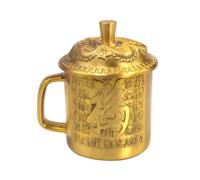 LeeQinersw Polished Teacup with Lid | Traditional Chinese Style Design, Mug, for Home Decor, Collectors, Gold