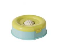 LeeQinersw Polypropylene Pet Lick-Feeding Bowl Stable Pet Bowl with Textured Central Dome Anti-Tip Interactive Feeder for Treat Dispensing, Yellow Blue