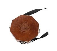 LeeQinersw Portable Cajon Drum Wooden Percussion Hand Drum Tambourine Shaker with Waist Strap Easy Playing Handmade Wood Suitable for Kids Adults Picnics, Octagon Brown