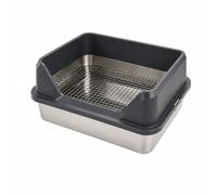 LeeQinersw Raised-Wall Hare Waste Container Rust-Resistant Bunny Toilet Training Toilet Heavy-Duty for Indoor Living Areas, Dark Gray, Without Grass Rack