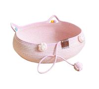 LeeQinersw Rope Woven Cat Bed Basket Cat Scratcher Furniture Protector All Four Seasons Lounging Kitten Cute Scratch Resistant Pet Bed, M