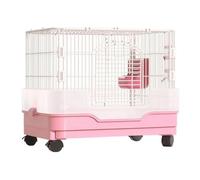 LeeQinersw Small Animal Cage with Wheels Easy to Clean Cage with Accessories Secure Wire Pet House for Apartments, Single Layer Pink