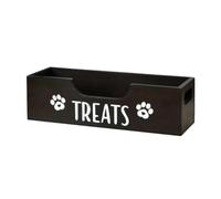LeeQinersw Solid Wood Pet Treat Storage Holder Portable Pet Treat Holder with Side Handholds Rustic for Dog Owners, Black, No Jar