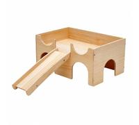 LeeQinersw Square Small-Animal with Ramp Sturdy Wooden Hamster Level with Arch Openings Enrichment Wooden Hamster Hideaway, Style A